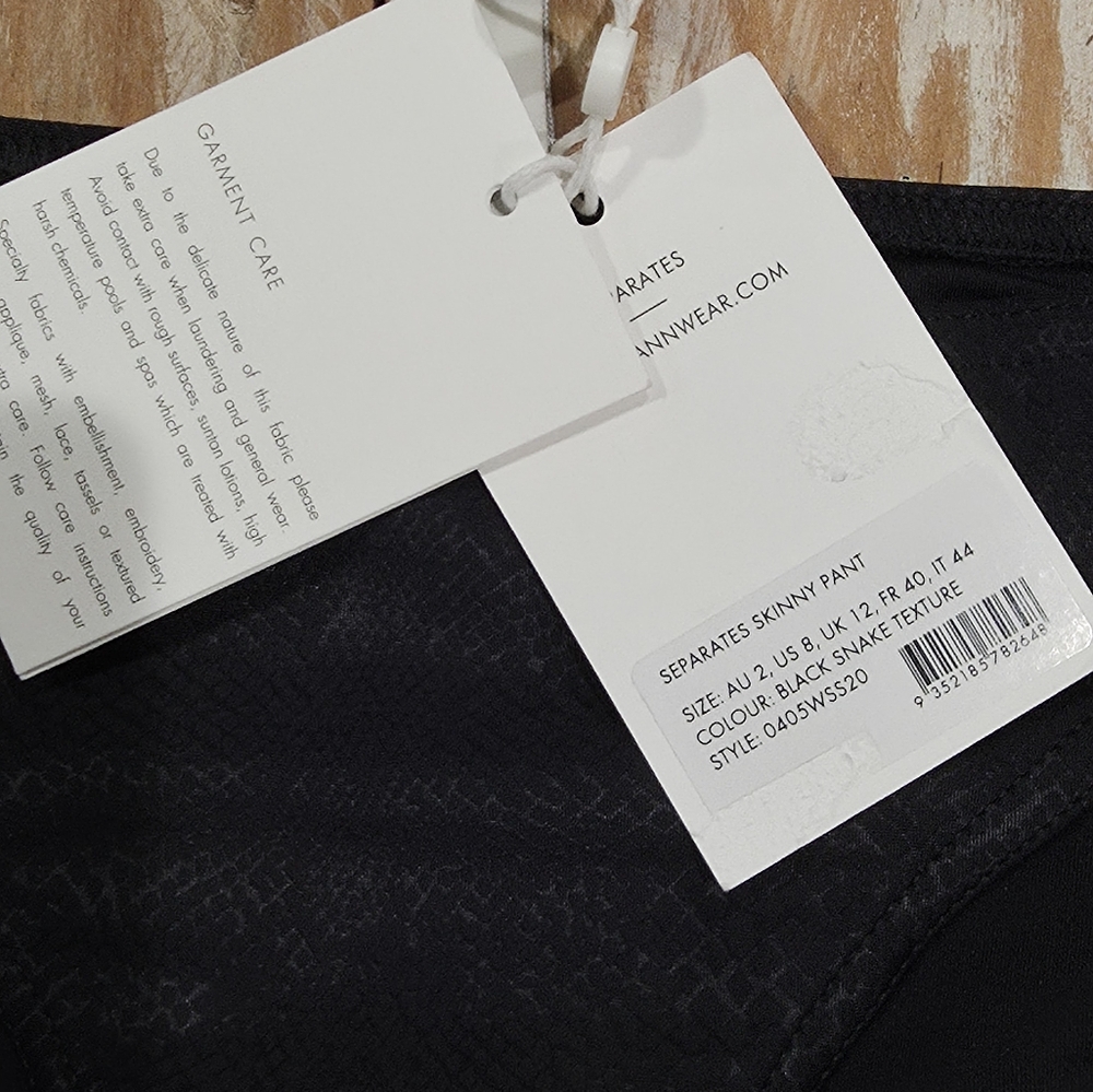 NWT Zimmermann Separates Sculpt Skinny Pant Bikini Bottoms Black Snake Texture 8 - Picture 5 of 7